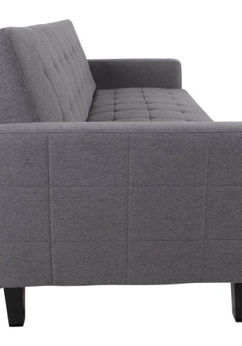 HOUSE NORDIC Milton Schlafsofa mit Armlehnen und Stauraum – graues Polyester und Birkenholz