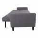 HOUSE NORDIC Milton Schlafsofa mit Armlehnen und Stauraum – graues Polyester und Birkenholz