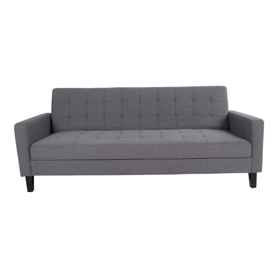 HOUSE NORDIC Milton Schlafsofa mit Armlehnen und Stauraum – graues Polyester und Birkenholz
