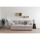 HOUSE NORDIC Belfast sovesofa, med sjeselong og oppbevaring - mrk sand polyester og naturlige ben
