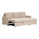 HOUSE NORDIC Belfast sovesofa, med sjeselong og oppbevaring - mrk sand polyester og naturlige ben