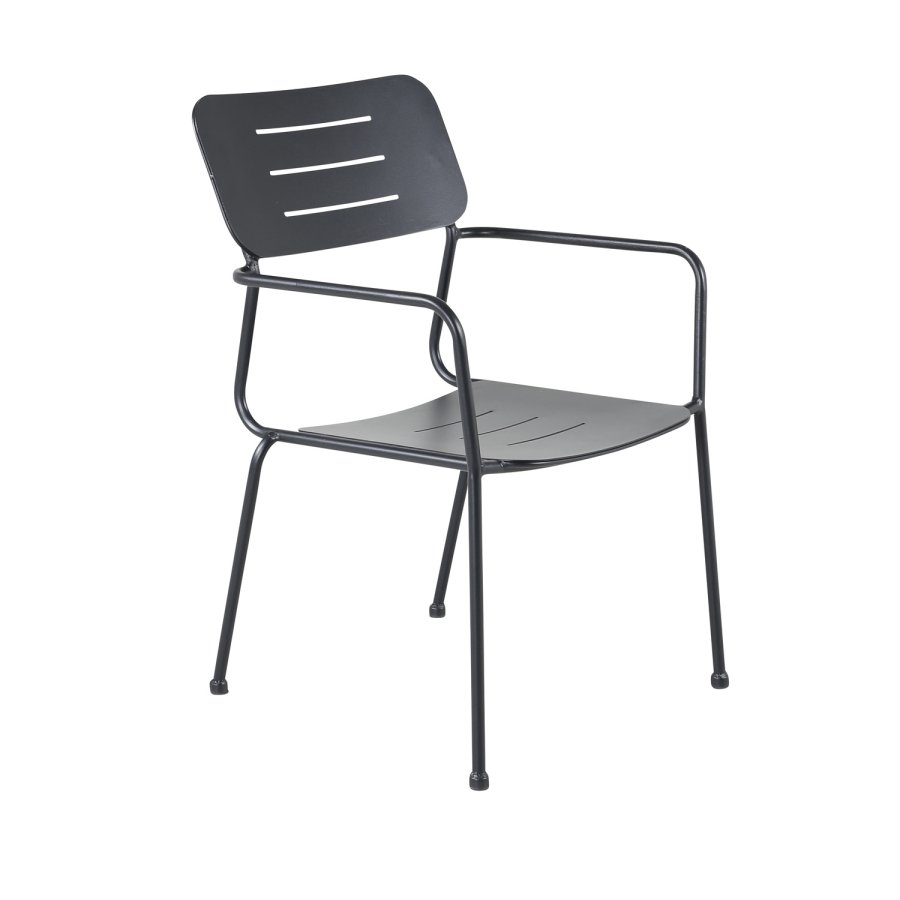 VENTURE DESIGN Nicke havestol, m. armln og hynde - sort polyester og stl