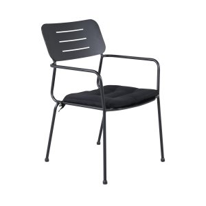 VENTURE DESIGN Nicke havestol, m. armln og hynde - sort polyester og stl