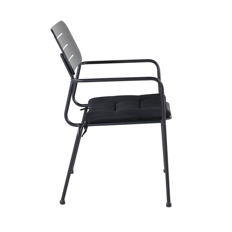 VENTURE DESIGN Nicke havestol, m. armln og hynde - sort polyester og stl