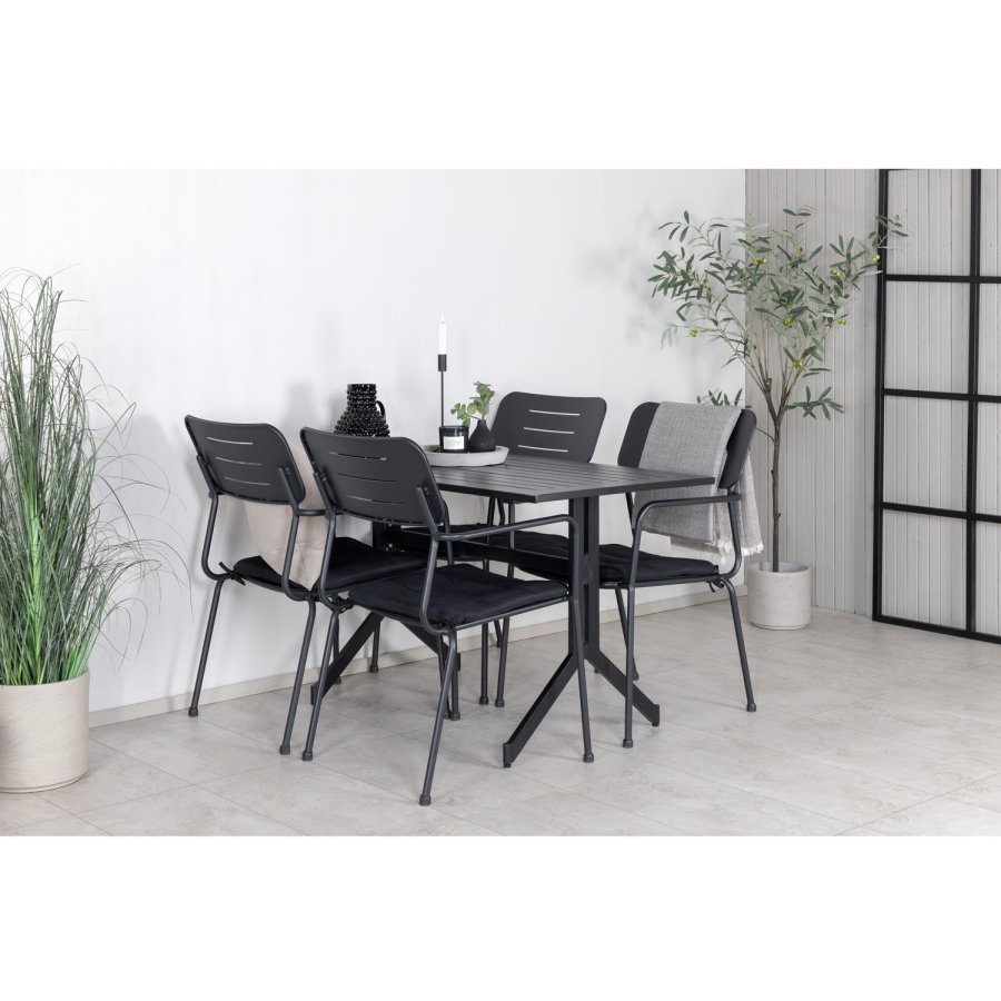 VENTURE DESIGN Nicke havestol, m. armln og hynde - sort polyester og stl