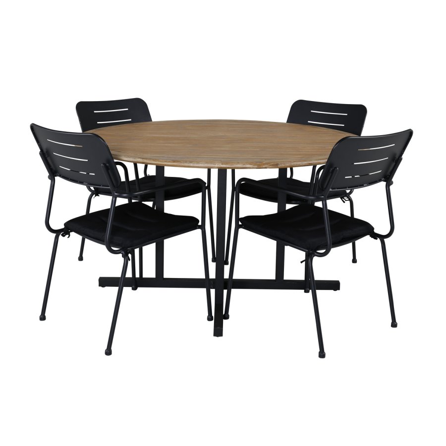 VENTURE DESIGN Nicke havestol, m. armln og hynde - sort polyester og stl