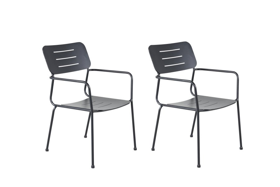 VENTURE DESIGN Nicke hagestol, med armlener og pute - sort polyester og st�l