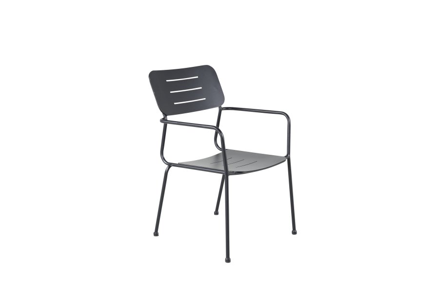 VENTURE DESIGN Nicke hagestol, med armlener og pute - sort polyester og st�l