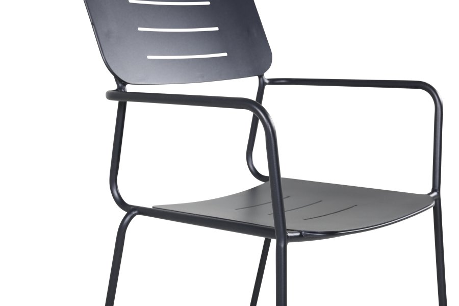 VENTURE DESIGN Nicke hagestol, med armlener og pute - sort polyester og st�l