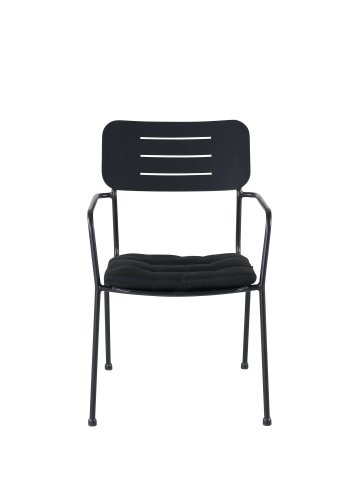 VENTURE DESIGN Nicke hagestol, med armlener og pute - sort polyester og st�l
