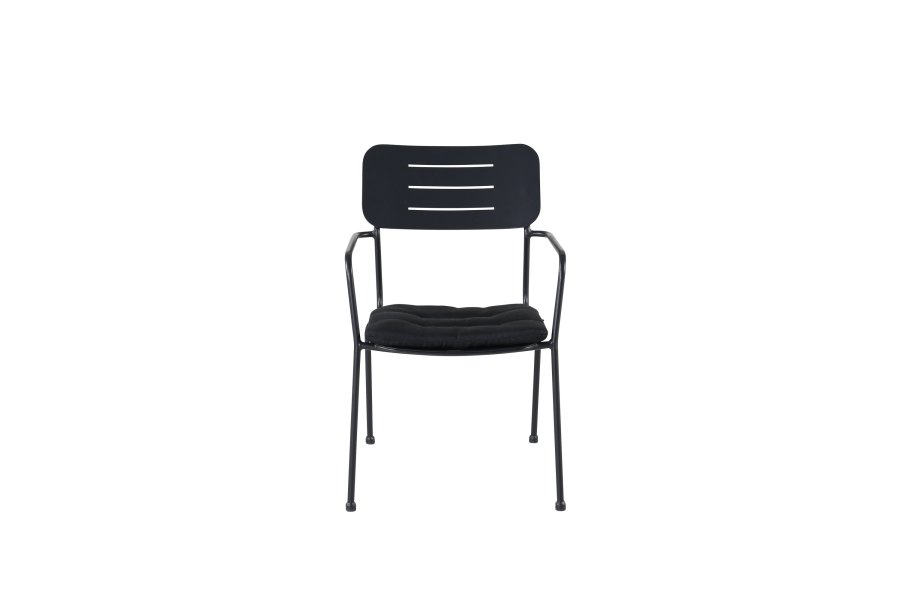 VENTURE DESIGN Nicke hagestol, med armlener og pute - sort polyester og st�l