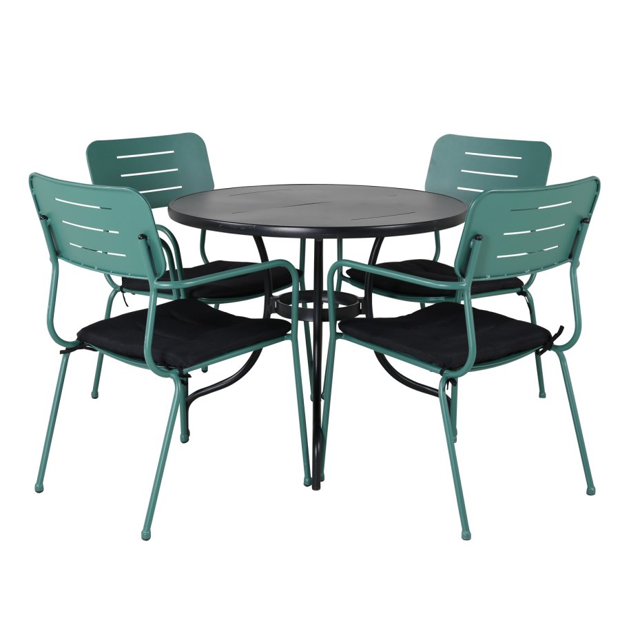 VENTURE DESIGN Nicke havestol, m. armln og sort hynde - grn stl