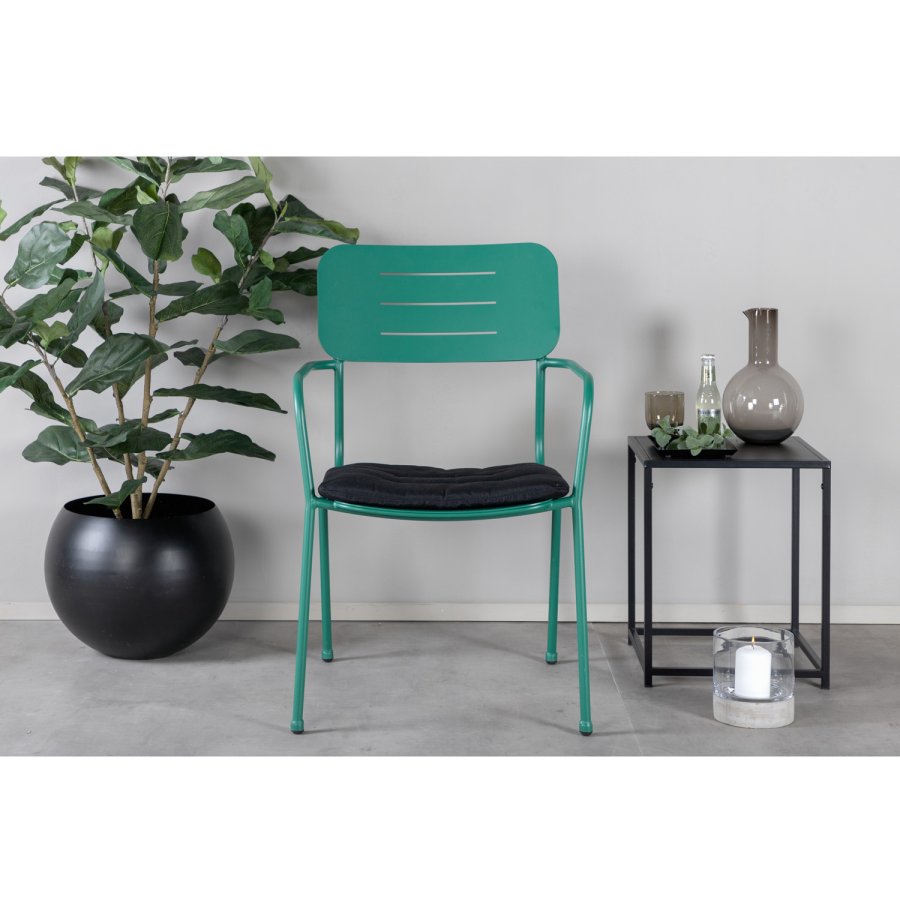 VENTURE DESIGN Nicke havestol, m. armln og sort hynde - grn stl