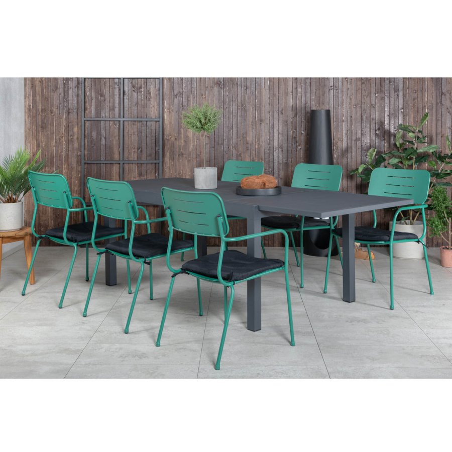 VENTURE DESIGN Nicke havestol, m. armln og sort hynde - grn stl