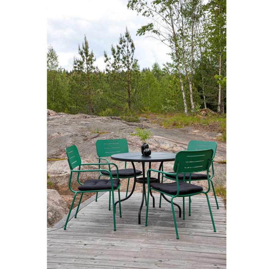 VENTURE DESIGN Nicke havestol, m. armln og sort hynde - grn stl