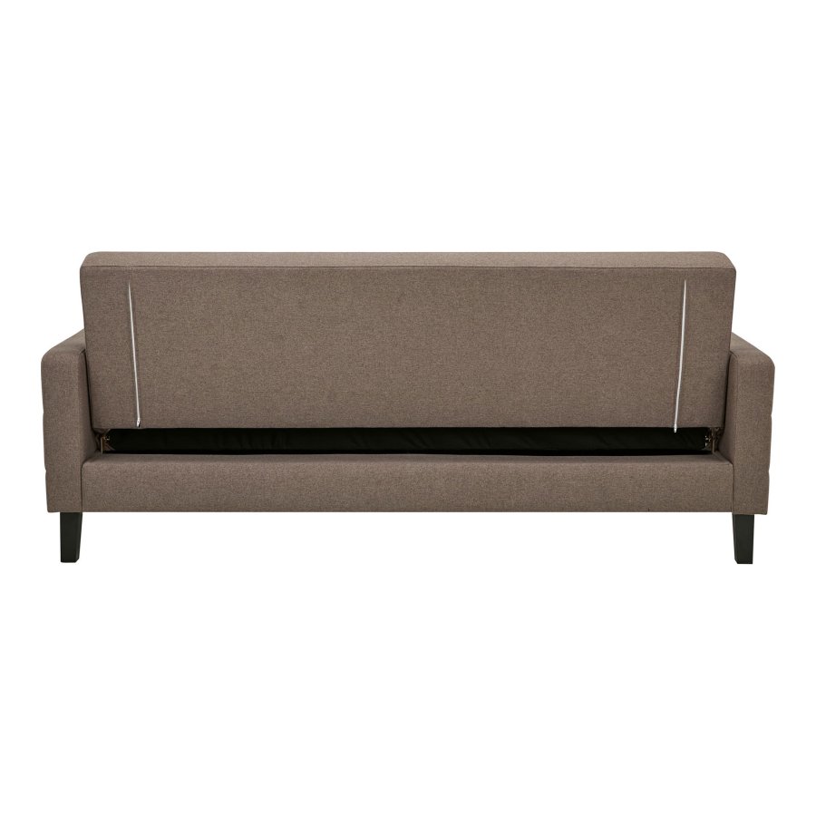 HOUSE NORDIC Milton b&auml;ddsoffa, med armst&ouml;d och f&ouml;rvaring - brun polyester och svart bj&ouml;rktr&auml;