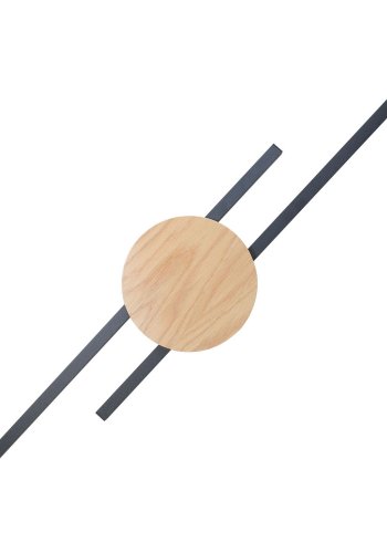 TK Java 2 LED vägglampa - naturlig ekfanér och svart metall