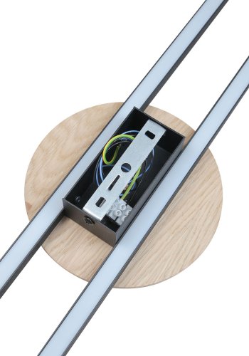 TK Java 2 LED vägglampa - naturlig ekfanér och svart metall