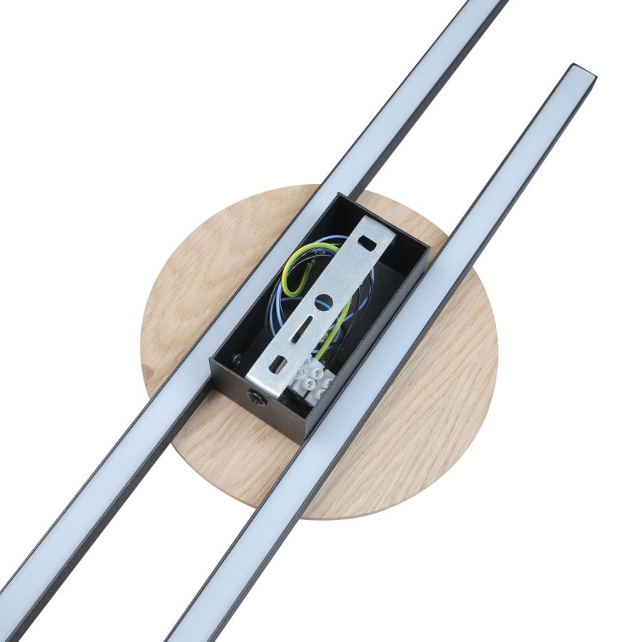 TK Java 2 LED vägglampa - naturlig ekfanér och svart metall