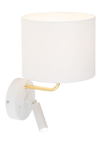 TK Richi vegglampe - hvitt stoff og gullmetall