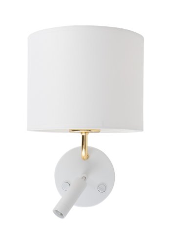 TK Richi vegglampe - hvitt stoff og gullmetall