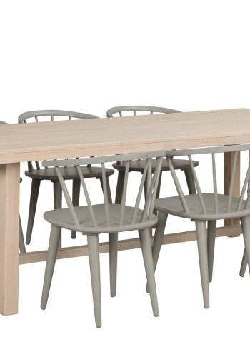 ROWICO Brooklyn spisebord - hvidpigmenteret eg m. udtrk (220x95)