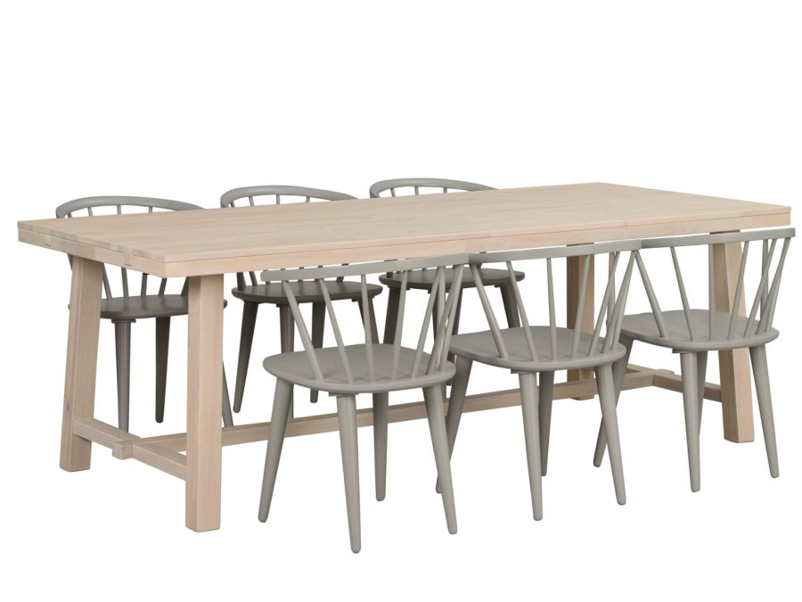 ROWICO Brooklyn spisebord - hvidpigmenteret eg m. udtrk (220x95)