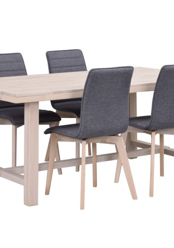 ROWICO Brooklyn spisebord - hvidpigmenteret eg m. udtrk (170x95)