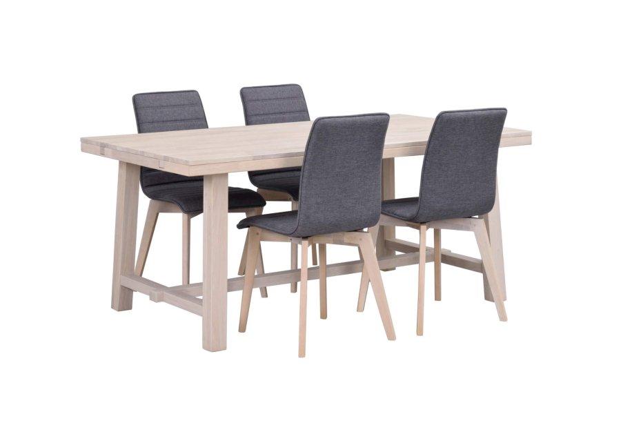 ROWICO Brooklyn spisebord - hvidpigmenteret eg m. udtrk (170x95)