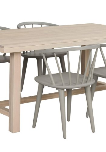 ROWICO Brooklyn spisebord - hvidpigmenteret eg m. udtrk (170x95)