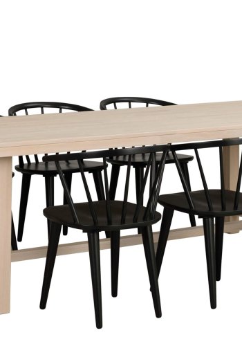 ROWICO Brooklyn spisebord - hvidpigmenteret eg m. udtrk (220x95)