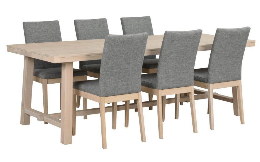 ROWICO Brooklyn spisebord - hvidpigmenteret eg m. udtrk (220x95)