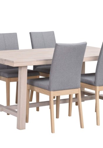 ROWICO Brooklyn spisebord - hvidpigmenteret eg m. udtrk (170x95)