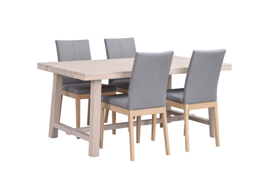 ROWICO Brooklyn spisebord - hvidpigmenteret eg m. udtrk (170x95)