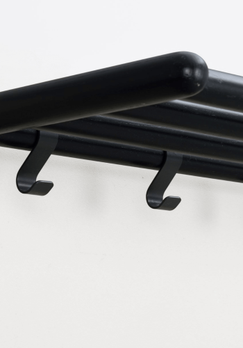 ROWICO rektangulr Milford hattehylde m. 5 knager - sort eg og metal (80cm)