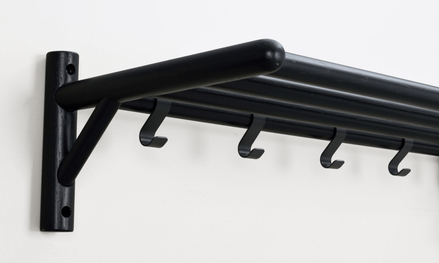 ROWICO rektangulr Milford hattehylde m. 5 knager - sort eg og metal (80cm)