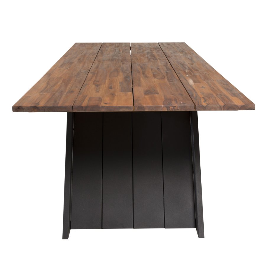 VENTURE DESIGN Doory Gartentisch – braunes Akazienholz und schwarzer Stahl (250 x 100)