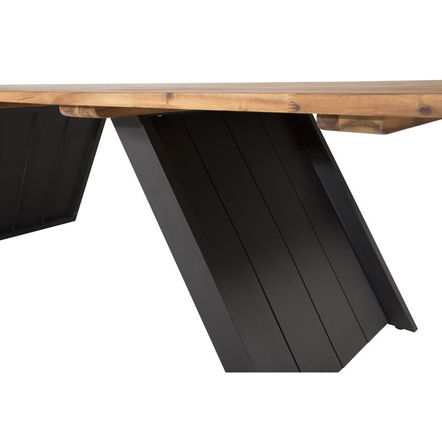 VENTURE DESIGN Doory Gartentisch – braunes Akazienholz und schwarzer Stahl (250 x 100)