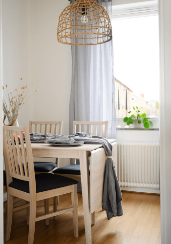 ROWICO Filippa spisebord - hvidolieret eg m. klap (80x120+45)  