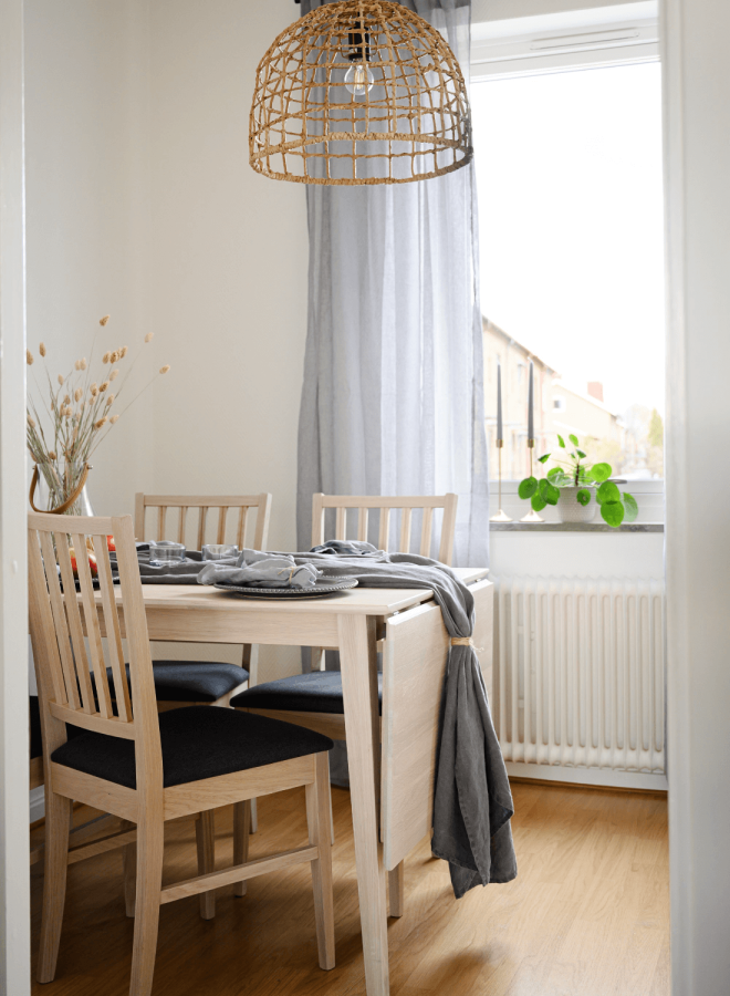 ROWICO Filippa spisebord - hvidolieret eg m. klap (80x120+45)  