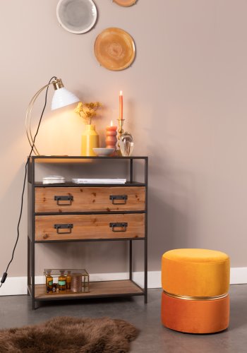 WHITE LABEL LIVING Bubbly puff, rund - solgul polyester (35)