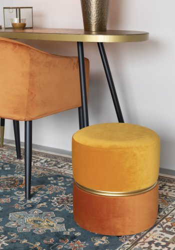 WHITE LABEL LIVING Bubbly puff, rund - solgul polyester (35)