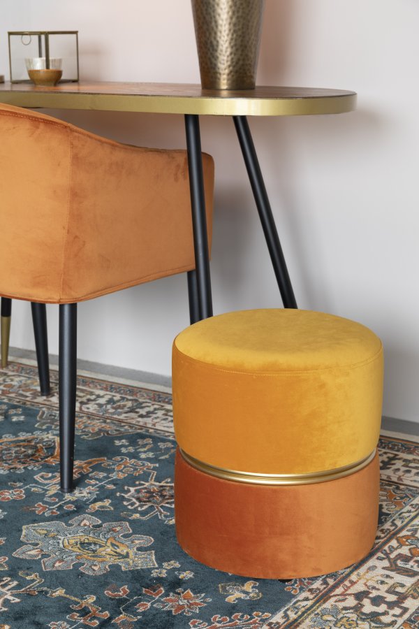 WHITE LABEL LIVING Bubbly puff, rund - solgul polyester (35)