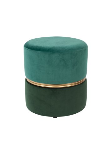 WHITE LABEL LIVING Sprudlende puff, rund - skogsgrnn polyester (35)