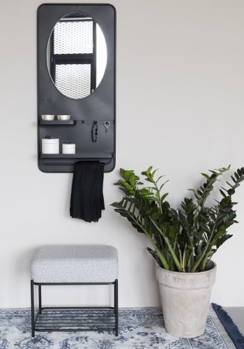 WHITE LABEL LIVING Milou krakk, m hylle - gr polyester og jern (50x35)