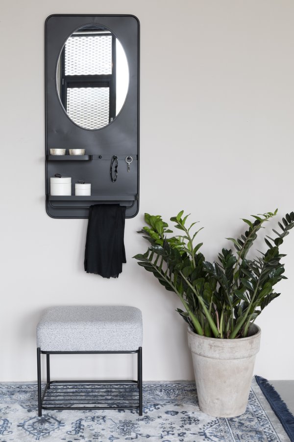 WHITE LABEL LIVING Milou krakk, m hylle - gr polyester og jern (50x35)