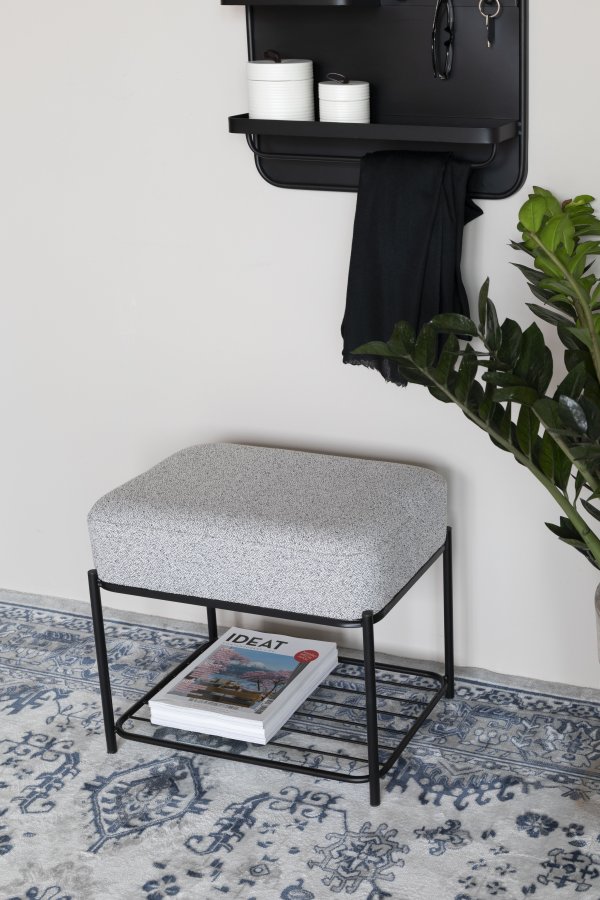 WHITE LABEL LIVING Milou krakk, m hylle - gr polyester og jern (50x35)