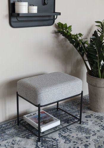 WHITE LABEL LIVING Milou krakk, m hylle - gr polyester og jern (50x35)