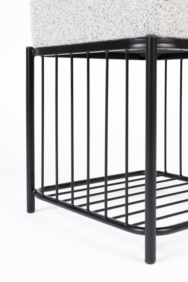 WHITE LABEL LIVING Milou krakk, m hylle - gr polyester og jern (35x35)