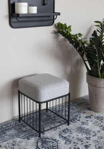 WHITE LABEL LIVING Milou krakk, m hylle - gr polyester og jern (35x35)